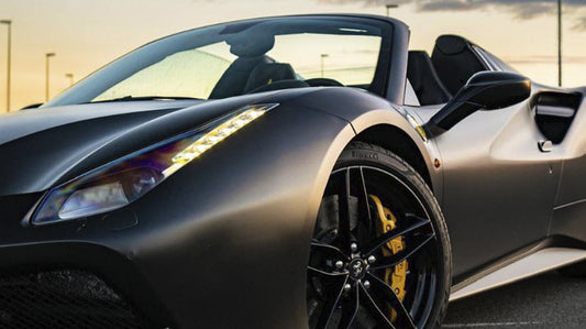 Red Ferrari 488 Spider convertible for rent in Marbella – 670 HP, twin-turbo V8, automatic, 2 seats.
