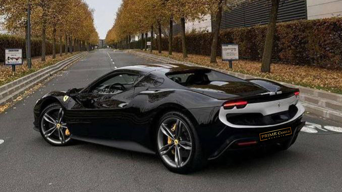 Ferrari 296 GTB supercar for rent in Alicante – 830 HP hybrid V6, Italian luxury, sports performance.
