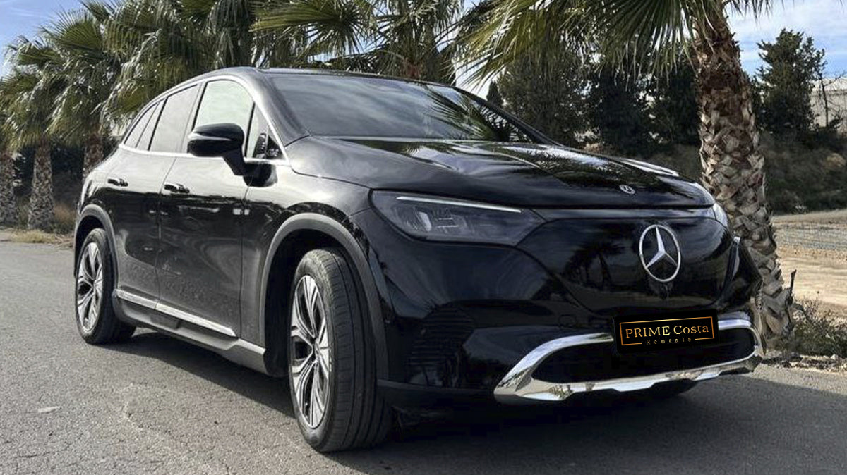 Mercedes-Benz EQE 350 luxury electric sedan for rent in Alicante – AWD, up to 600 km range, premium comfort.