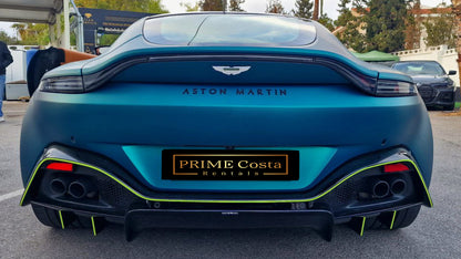 Aston Martin Vantage for rent in Marbella – 665 HP, 4.0L twin-turbo V8, automatic luxury sports car.
